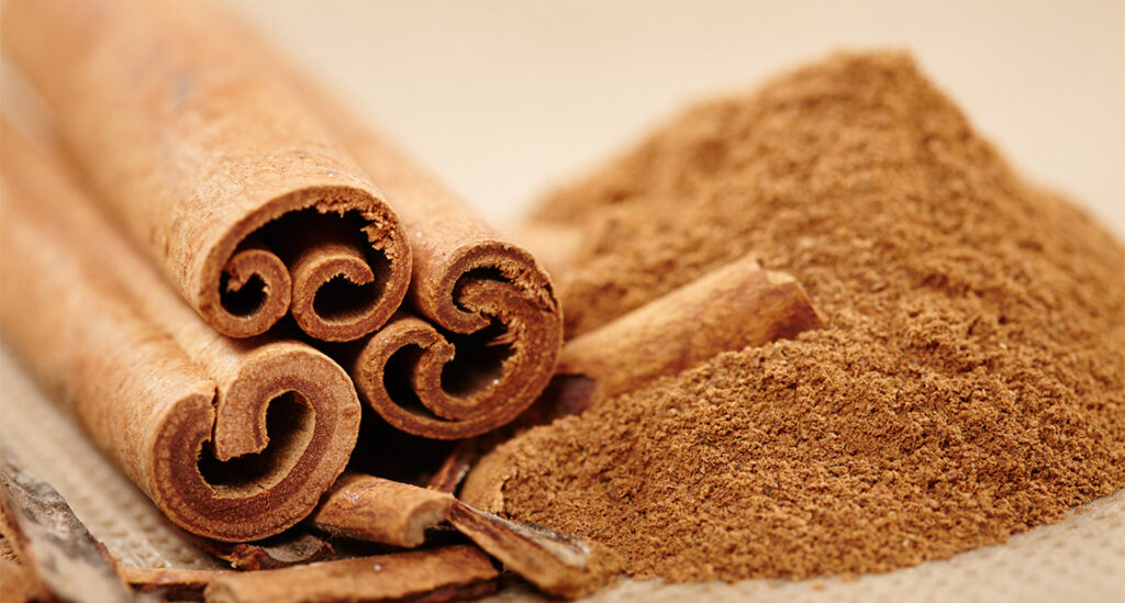 Cinnamon sticks and powder for baking.