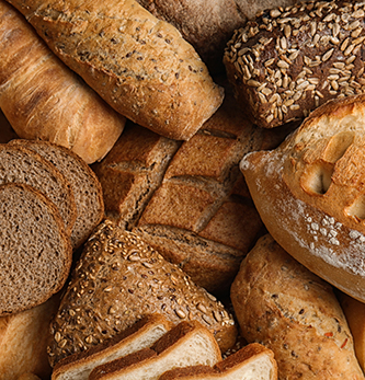 Wide selection of bread.