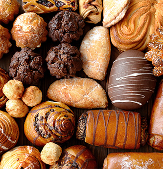 An assortment of various pastries and baked goods