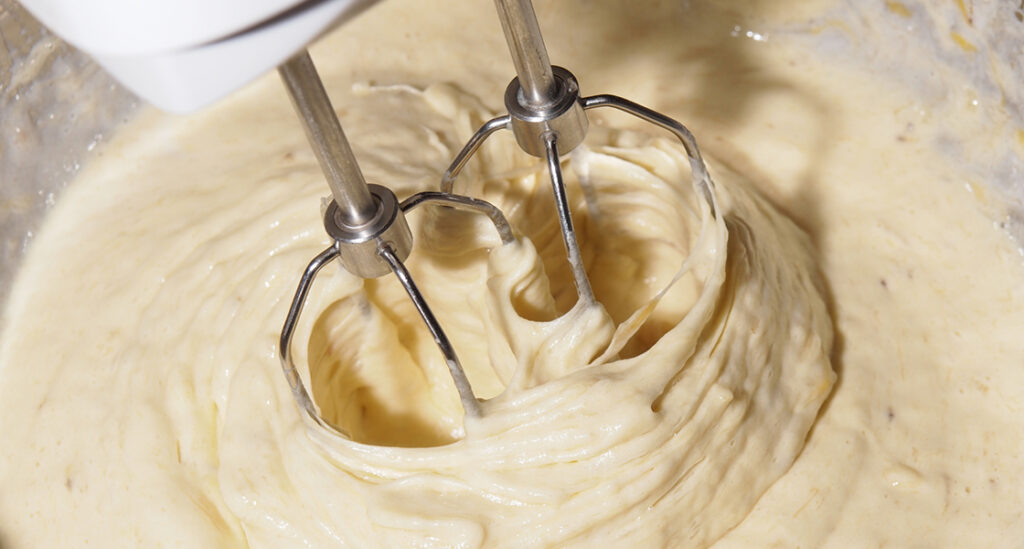 Cake batter being mixed